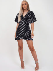 Heart Print Casual Mini Frill Dress