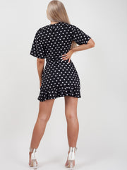 Heart Print Casual Mini Frill Dress