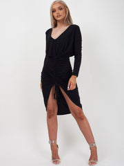Drawstring Ruched Front Bodycon Dress