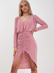 Drawstring Ruched Front Bodycon Dress