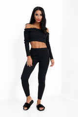 Side Stripes Ribbed Bardot Loungewear