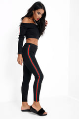 Side Stripes Ribbed Bardot Loungewear