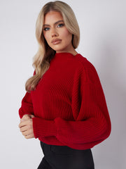 Plain Oversized Cropped Knitted Jumper