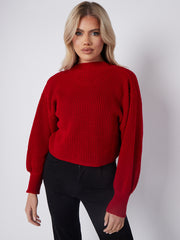 Plain Oversized Cropped Knitted Jumper