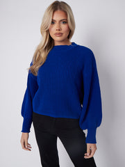 Plain Oversized Cropped Knitted Jumper