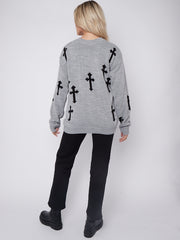 Crucifix details oversized gebreide trui