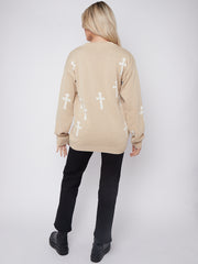 Crucifix details oversized gebreide trui