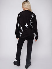 Crucifix details oversized gebreide trui