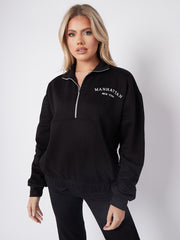 Manhattan Embroidered Front & Back Oversized Sweatshirt Jumper