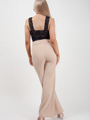 Double Ring Belt Ribbed Trousers