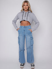 High Waist Wide Leg Cargo Jeans