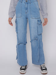 High Waist Wide Leg Cargo Jeans