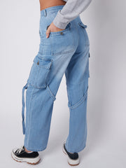 High Waist Wide Leg Cargo Jeans
