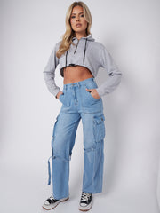 High Waist Wide Leg Cargo Jeans