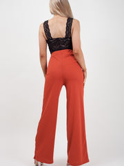 Double Ring Belt Ribbed Trousers