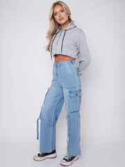 High Waist Wide Leg Cargo Jeans