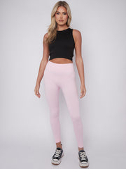 Stretchy High Waisted Ribbed Leggings