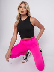 Stretchy High Waisted Ribbed Leggings