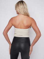 Belted Side Asymmetric Hem Bandeau Crop Top