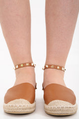 Studded PU Espadrille Sandals