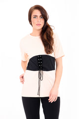 Corset Detail Ribbed Top