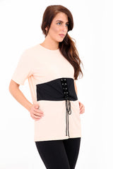 Corset Detail Ribbed Top