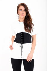 Corset Detail Ribbed Top