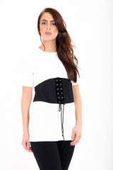 Corset Detail Ribbed Top