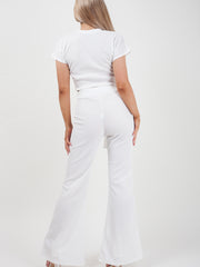Ribbed Tie Knot Crop Top & Trouser Co-ord