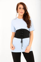 Corset Detail Ribbed Top