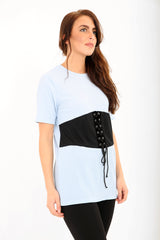 Corset Detail Ribbed Top