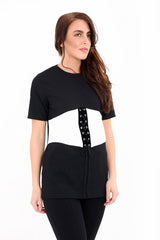 Corset Detail Ribbed Top