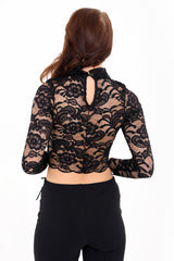 Embroidered Floral Lace Crop Top