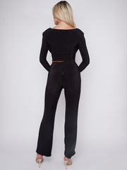 Slinky Draped Cowl Neck Crop Top & Hosen Co-ordte