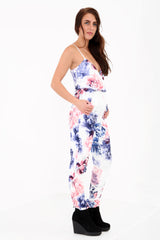 Floral Print Wrap Over Cami Jumpsuit