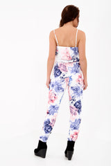 Floral Print Wrap Over Cami Jumpsuit