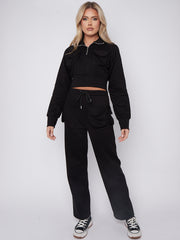 Velcro Utility Pockets Crop Top & Trouser Fleece Co-ord