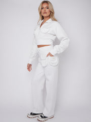Velcro Utility Pockets Crop Top & Trouser Fleece Co-ord