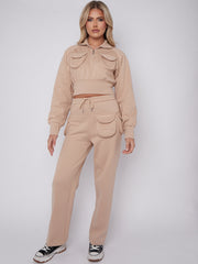 Velcro Utility Pockets Crop Top & Trouser Fleece Co-ord