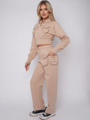 Velcro Utility Pockets Crop Top & Trouser Fleece Co-ord