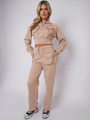 Velcro Utility Pockets Crop Top & Trouser Fleece Co-ord