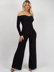 Slinky Bardot Belted Jumpsuit