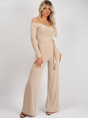Slinky Bardot Belted Jumpsuit