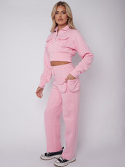 Velcro Utility Pockets Crop Top & Trouser Fleece Co-ord