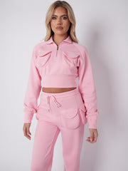 Velcro Utility Pockets Crop Top & Trouser Fleece Co-ord