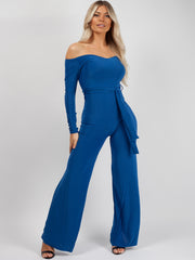 Slinky Bardot Belted Jumpsuit