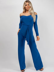Slinky Bardot Belted Jumpsuit
