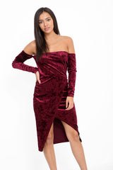 Gemalen fluwelen wrap over bandeau -jurk