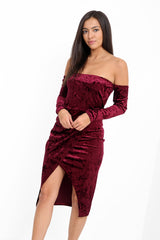Gemalen fluwelen wrap over bandeau -jurk