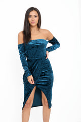 Gemalen fluwelen wrap over bandeau -jurk